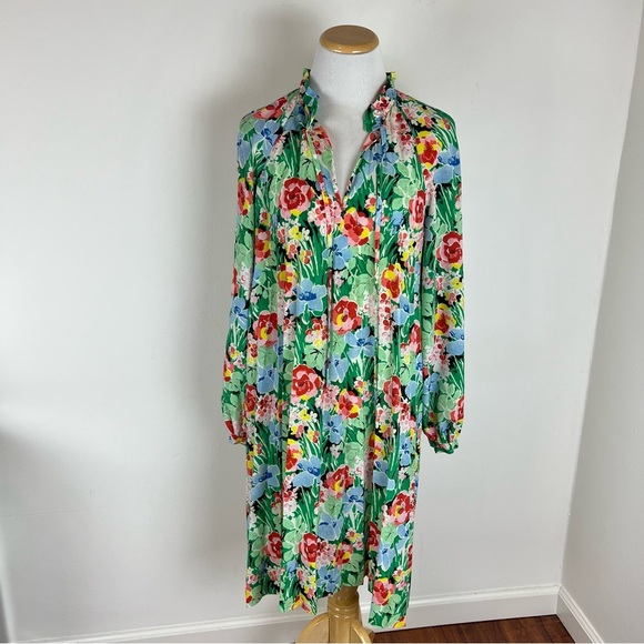 & Other Stories Floral Long Sleeve Flowy Dress Size 6 Green - Picture 1 of 5